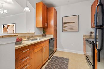 Kitchen with wooden cabinets 